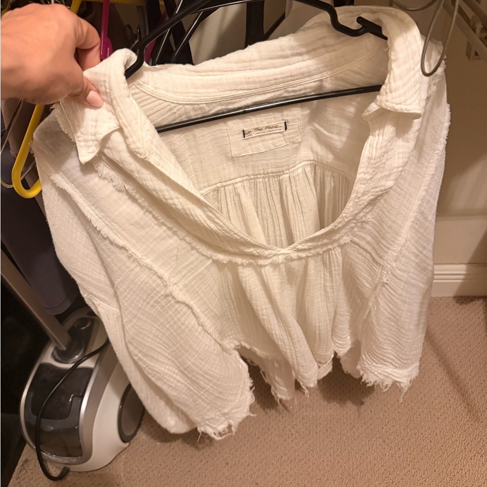 We The Free white Textured Blouse tunic